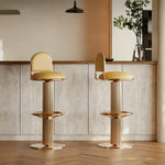 Load image into Gallery viewer, Modern Luxury Gold Swivel Bar Stool with Upholstered Seat and Fluted Pedestal Base 1 Piece