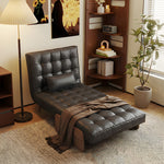 Load image into Gallery viewer, Modern Faux Leather Sofa Bed Convertible Sleeper Couch with Wood Armrests Tufted Design
