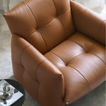 Load image into Gallery viewer, Modern Tufted Faux Leather Lounge Chair Deep Seat Accent Armchair with Sculptural Design