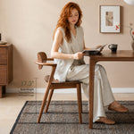 Load image into Gallery viewer, Mid-Century Solid Wood Dining Chair with Curved Armrests 1 Piece