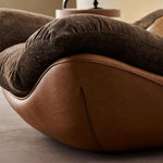 Load image into Gallery viewer, Modern Lounge Accent Chair Faux Leather Base Plush Fabric Cushion Low Profile Lazy Sofa Chair