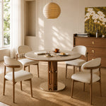 Load image into Gallery viewer, 31.49" Modern Round Dining & Meeting Table with Sculptural Wood Pedestal Base