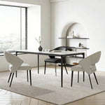 Load image into Gallery viewer, 2PCS Modern Curved Upholstered Dining Chair Leather Accent Armchair with Black Metal Legs
