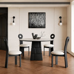 Load image into Gallery viewer, 47.2" Modern Round Dining Table with Sintered Stone Top and Geometric Pedestal Base