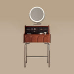 Load image into Gallery viewer, Brown Makeup Vanity Table Set with LED Mirror & Stool