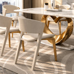 Load image into Gallery viewer, Modern Upholstered Dining Chair Set of 2 with Gold Metal Legs and Channel-Tufted Backrest