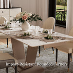 Load image into Gallery viewer, 58"-81" Extendable Dining Table with Modern Patterned Stone Top