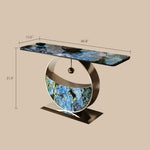 Load image into Gallery viewer, Luxurious Blue & Gold Console Table with Elegant Circular Base