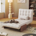 Load image into Gallery viewer, Modern Faux Leather Sofa Bed Convertible Sleeper Couch with Wood Armrests Tufted Design