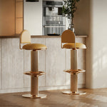 Load image into Gallery viewer, Modern Luxury Gold Swivel Bar Stool with Upholstered Seat and Fluted Pedestal Base 1 Piece