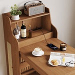 Load image into Gallery viewer, 69" Rattan Cabinet Murphy Dining Table Set with USB Charging