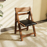 Load image into Gallery viewer, 4PCS Folding Chair Solid Wood with Black Leather Seat Space-Saving Durable Elegant Design