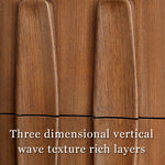 Load image into Gallery viewer, Modern Walnut Nightstand with Fluted Drawer Design Black Frame Wooden Bedside Table