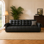 Load image into Gallery viewer, Pet Friendly Black Faux Leather Convertible Sofa Bed with Tufted Cushions
