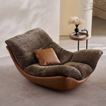 Load image into Gallery viewer, Modern Lounge Accent Chair Faux Leather Base Plush Fabric Cushion Low Profile Lazy Sofa Chair