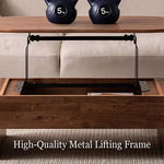 Load image into Gallery viewer, 46.8'' Oval Lift Top Coffee Table Medium Size Wooden Finish Hidden Storage Elegant Design