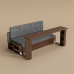Load image into Gallery viewer, Overhead shot of sofa bed with lift-up seat showing space utilization