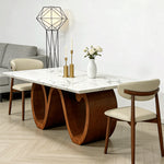 Load image into Gallery viewer, Modern Sintered Stone Dining Table with Sculptural Solid Wood Base Kitchen Table for 6