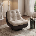 Load image into Gallery viewer, Modern Swivel Lounge Chair Upholstered Cushion Faux Leather Base Tufted Accent Chair Low Profile Design