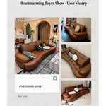 Load image into Gallery viewer, Modern Curved Leather Sofa Camel Upholstery Low Profile Contemporary Lounge Design