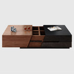 Load image into Gallery viewer, Modern Walnut & Black Extendable Coffee Table Expandable Design with Large-Capacity Storage