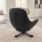 Load image into Gallery viewer, Printed Swivel Lounge Chair with Black Faux Leather Shell