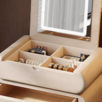 Load image into Gallery viewer, Modern Minimalist Vanity Desk with LED Mirror Storage Drawer Makeup Table Set with Upholstered Stool
