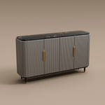 Load image into Gallery viewer, Modern Black Dining × Gray & Gold Sideboard Minimalist Luxury Dining Room Bundle