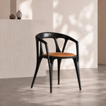 Load image into Gallery viewer, Modern Organic-Shaped Black Wood Arm Chair for Dining Room