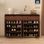 Load image into Gallery viewer, 55.1''/62.9'' Modern Walnut Shoe Cabinet with Storage Drawers Large Capacity Entryway Organizer