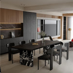 Load image into Gallery viewer, 54.6"/62.4" Modern Italian Dining Table Black Marble-Look Base & Minimalist Luxury Design