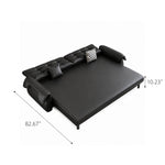 Load image into Gallery viewer, Pet Friendly Black Faux Leather Convertible Sofa Bed with Tufted Cushions