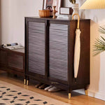 Load image into Gallery viewer, 39.3'' Modern Wooden Louvered Door Shoe Cabinet Large Capacity Hidden Shoe Storage