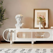 78.7'' Modern Minimalist White TV Stand with Sculptural Storage Design