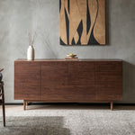 Load image into Gallery viewer, Modern Walnut-Tone Sideboard Minimalist Wooden Storage Cabinet