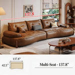 Load image into Gallery viewer, Modern Curved Leather Sofa Camel Upholstery Low Profile Contemporary Lounge Design