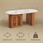 Load image into Gallery viewer, 70"/78"Modern Dining Table with Stone Top & Storage Cabinet Scratch-Resistant Surface Double-Door Design and Solid Wood Legs
