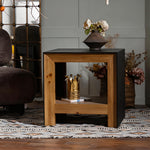 Load image into Gallery viewer, Modern Solid Wood Nightstand Textured Drawer Front Bedside Table with Open Shelf Minimalist Storage Side Table