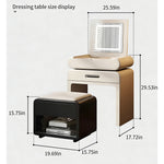 Load image into Gallery viewer, Modern Minimalist Vanity Desk with LED Mirror Storage Drawer Makeup Table Set with Upholstered Stool