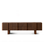 Load image into Gallery viewer, 78.7" Modern Walnut Slatted TV Stand Mid Century Media Console Cabinet