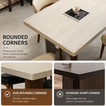 Load image into Gallery viewer, Modern Rectangular Dining Table with Sintered Stone Top and Mixed Wood Metal Base