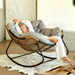 Load image into Gallery viewer, Modern Papasan Lounge Chair with Woven Rattan Frame and Plush Cushion