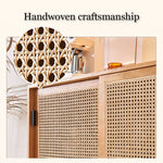 Load image into Gallery viewer, 39" Modern Rattan Sideboard 2-Door Natural Wood Buffet Cabinet with Metal Legs