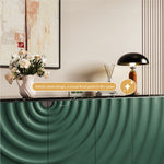Load image into Gallery viewer, 62.4" Modern Ripple Design Green Sideboard with Black Stone Top