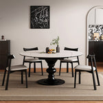 Load image into Gallery viewer, Extendable Round Dining Table Solid Wood Base Sintered Stone Top Convertible Oval Table Space Saving Expandable Dining Table
