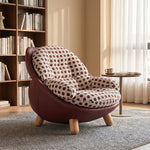 Load image into Gallery viewer, Modern Polka Dot Lounge Chair with Rounded Cushion & Wood Legs