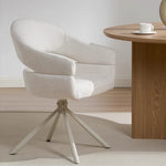 Load image into Gallery viewer, Modern Swivel Upholstered Dining Chair Curved Back Accent Chair with Metal Base 1-Piece