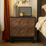 Load image into Gallery viewer, Mid Century Modern Walnut Nightstand with Geometric Drawer Design