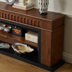 Load image into Gallery viewer, Modern Walnut TV Stand with Fluted Detail and Open Storage Shelf