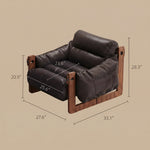 Load image into Gallery viewer, Modern Oil Waxed Leather Lounge Chair Solid Wood Frame Deep Seat Vintage Accent Armchair